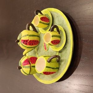 Vintage Ceramic miniature teaset figurines, Watermelon 🍉